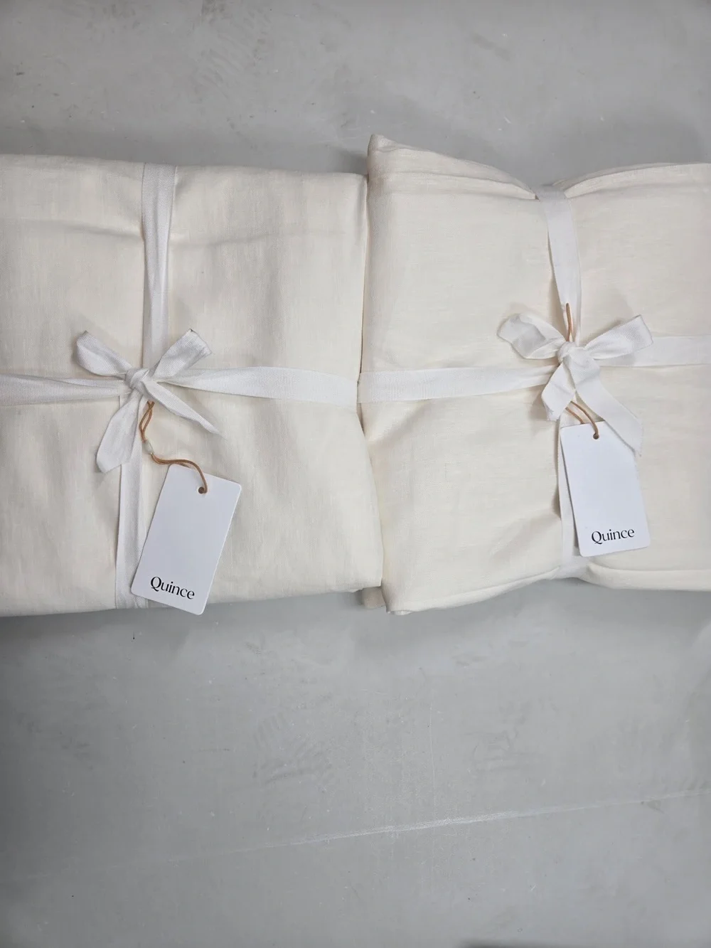 NWT QUINCE Set Of 2 48x96 European Linen Curtains Cream 9514